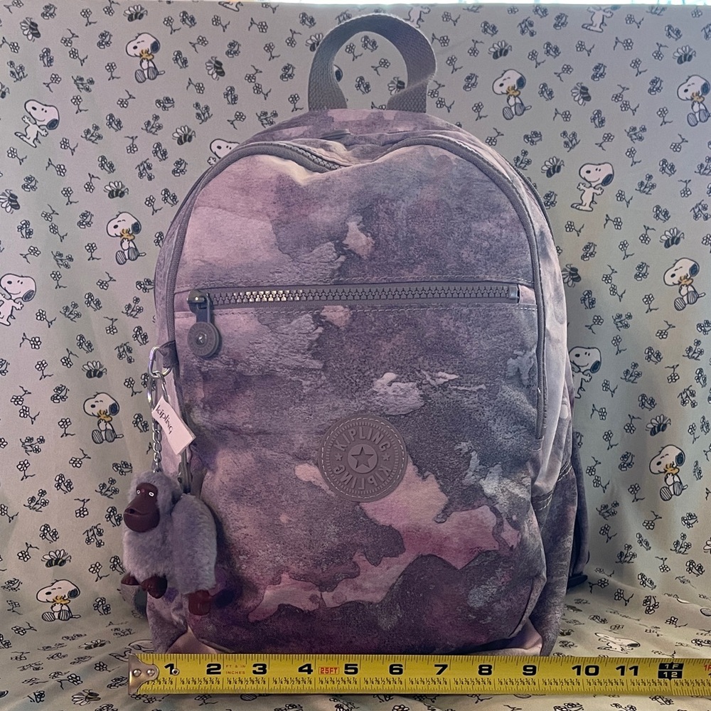 Kipling Lavender Tie Dye Medium Sized Backpack